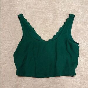 Emerald Green Fitted Crop Tank Top